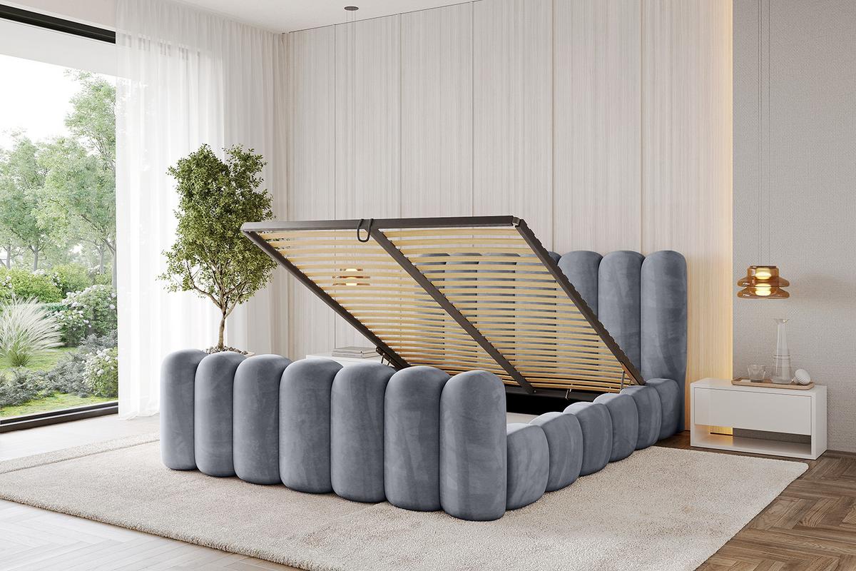 POLSTERBETT mit Bettkasten, Fußteil und Lattenrost, Boxbett ohne Matratze - SENA-Z 200x200 Grau - Grau, Holzwerkstoff/Textil (200/200cm) - ALTDECOR