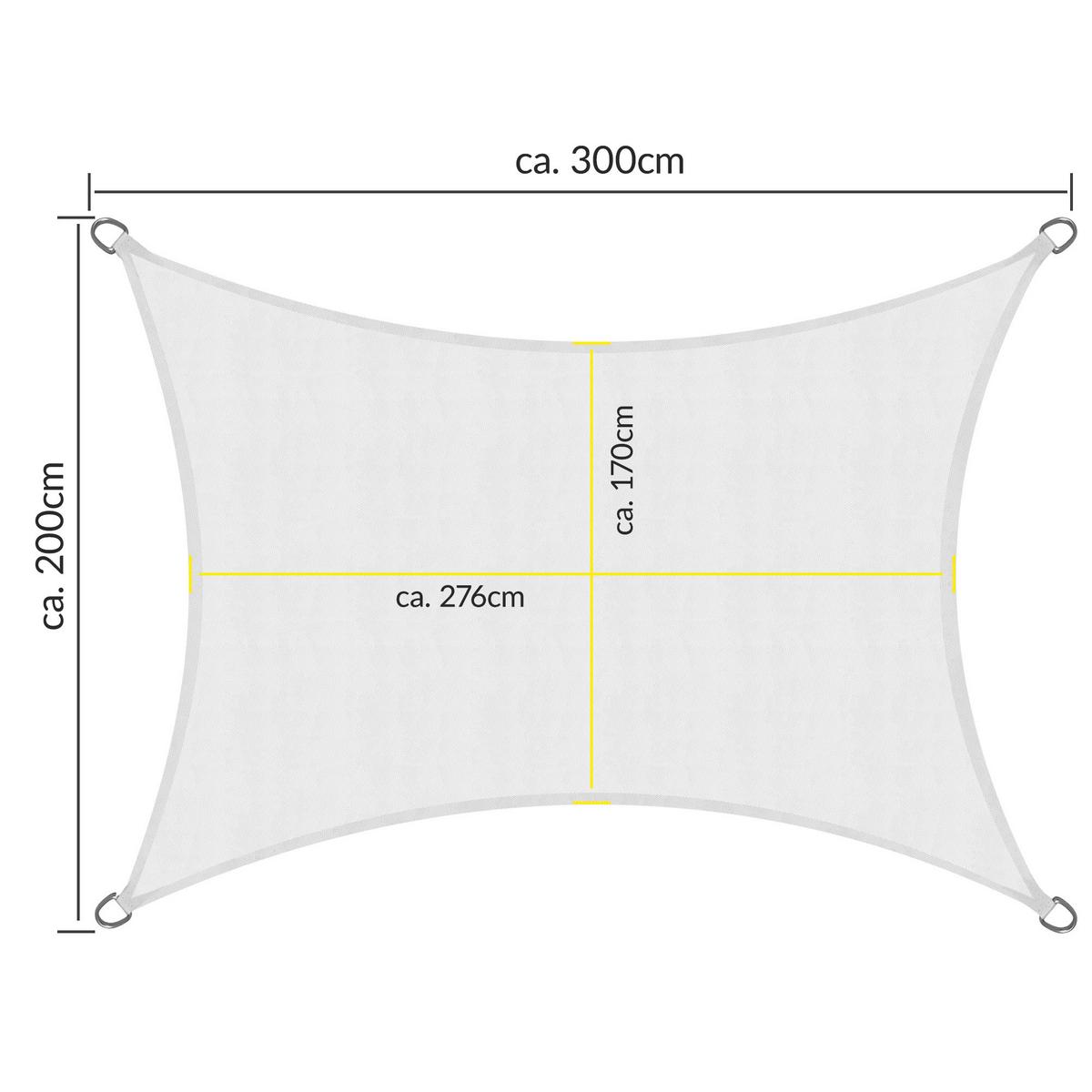 SONNENSEGEL SolVision PS9 200/300 cm rechteckig Weiß PE - Weiß, Kunststoff (300/200cm) - Sol Royal