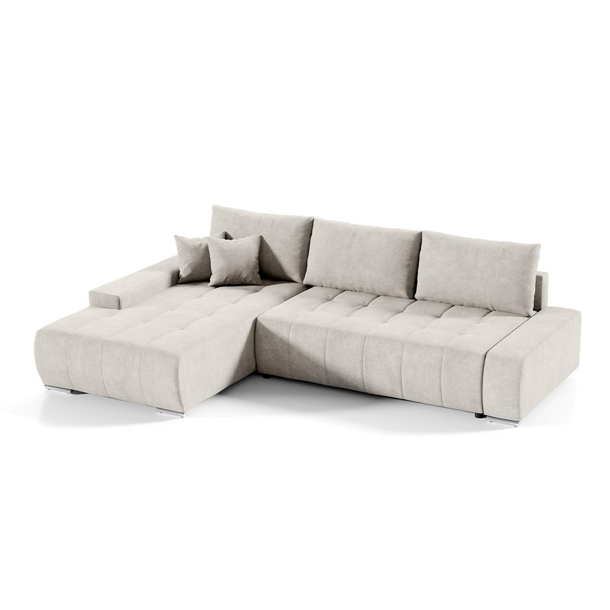 ECKSOFA Jonas 4 Sitzplätze Cremeweiß - Grün, Holzwerkstoff (265/185cm) - Petits-meubles