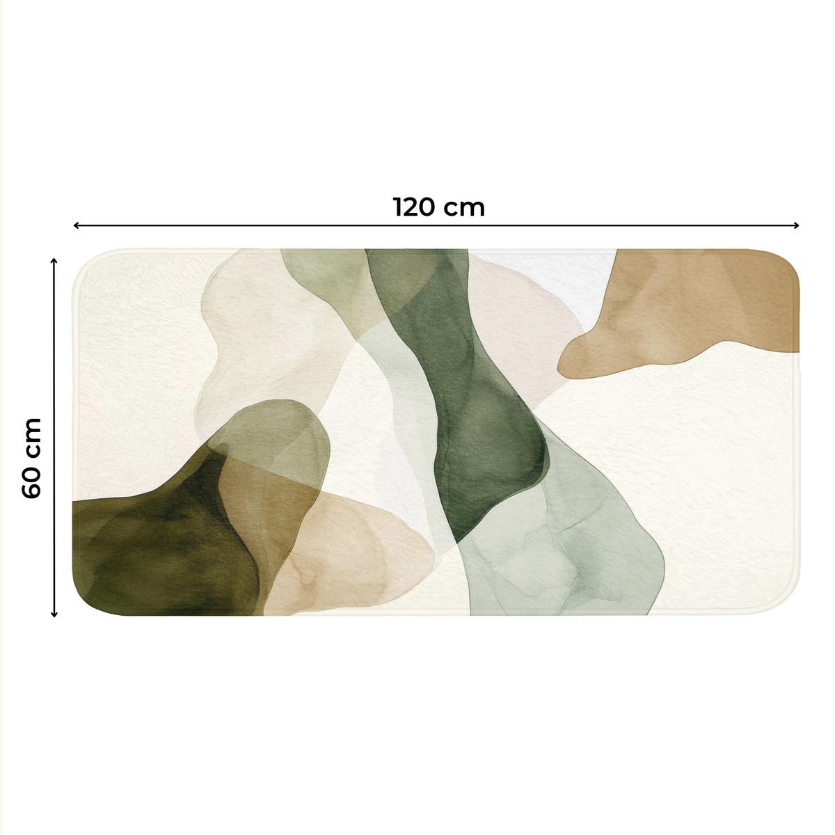 WC-VORLEGER Japandi - Abstrakt - Grün WC Teppich 120x60 cm - Grün, Textil (120/1cm) - OnlyWow