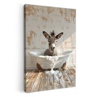 LEINWANDBILD Esel - Tiere - Badewanne - Schaumstoff Deko XXL 80x120 cm - Weiß, Textil (80/120cm) - MuchoWow