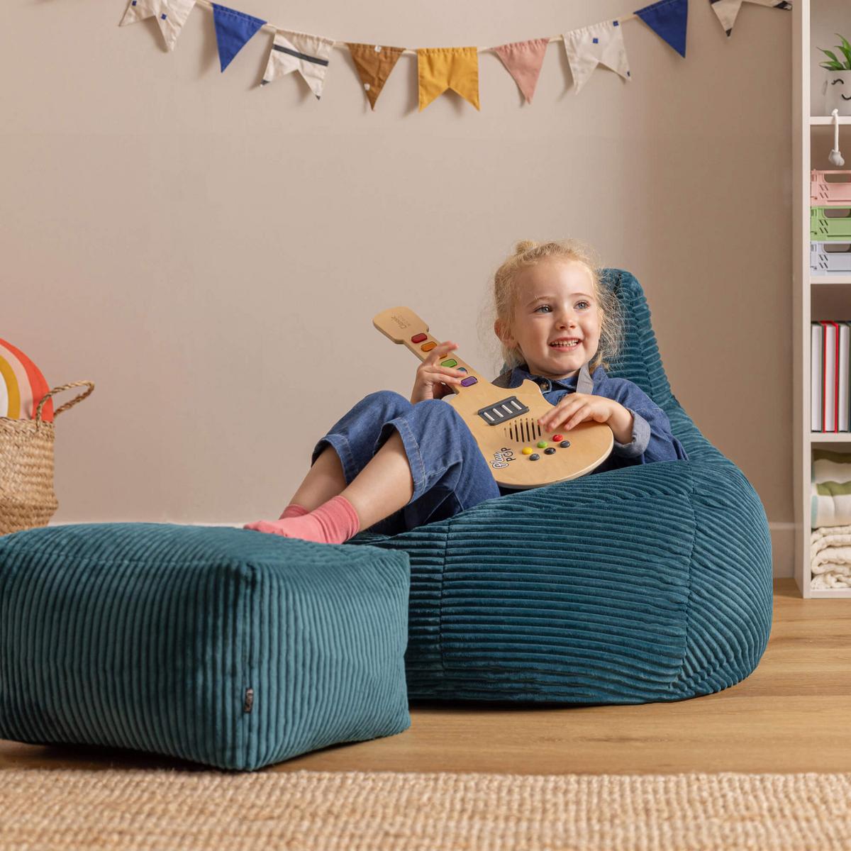 KINDERSITZSACK mit Hocker Dalton Cord - Dunkelgrün, Textil (69/59/65cm) - icon