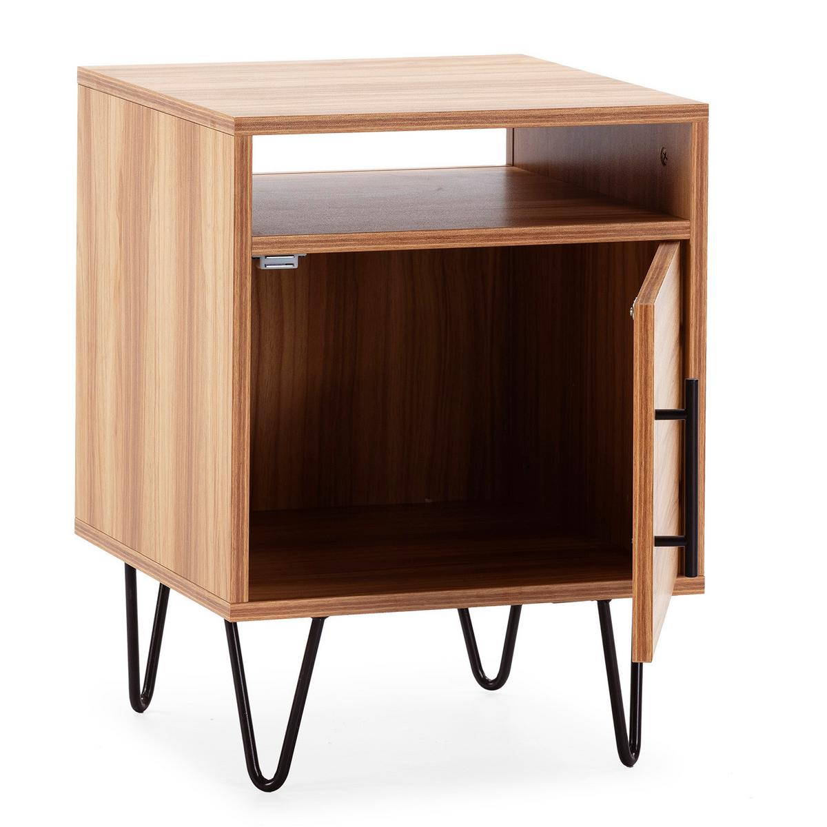 NACHTTISCH Alma 1 Tür Holzfarbe, Metallfüße - Wildeiche, Holzwerkstoff/Kunststoff (40/55/40cm) - VS Venta-stock