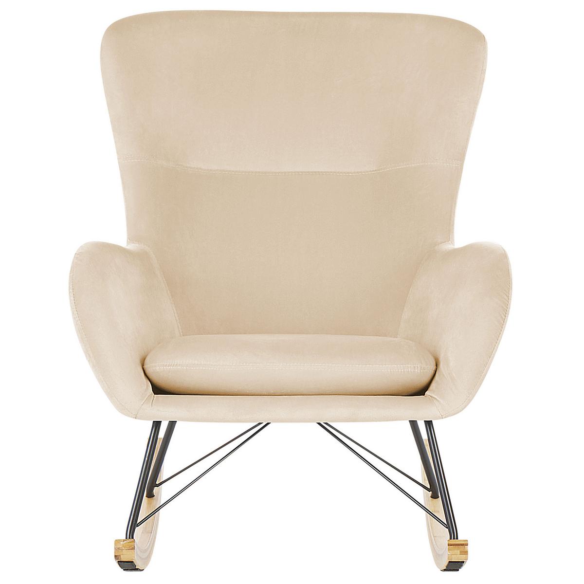 SCHAUKELSESSEL Samtstoff Beige Ellan - Hellbraun/Beige, Textil (71/97/90cm) - Beliani