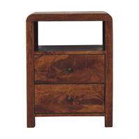 NACHTTISCH Aspen mit 2 Schubladen, 1 Offenes Regal, Braun - Messingfarben/Braun, Mangoholz/Holz (45/60/35cm) - Artisan Furniture