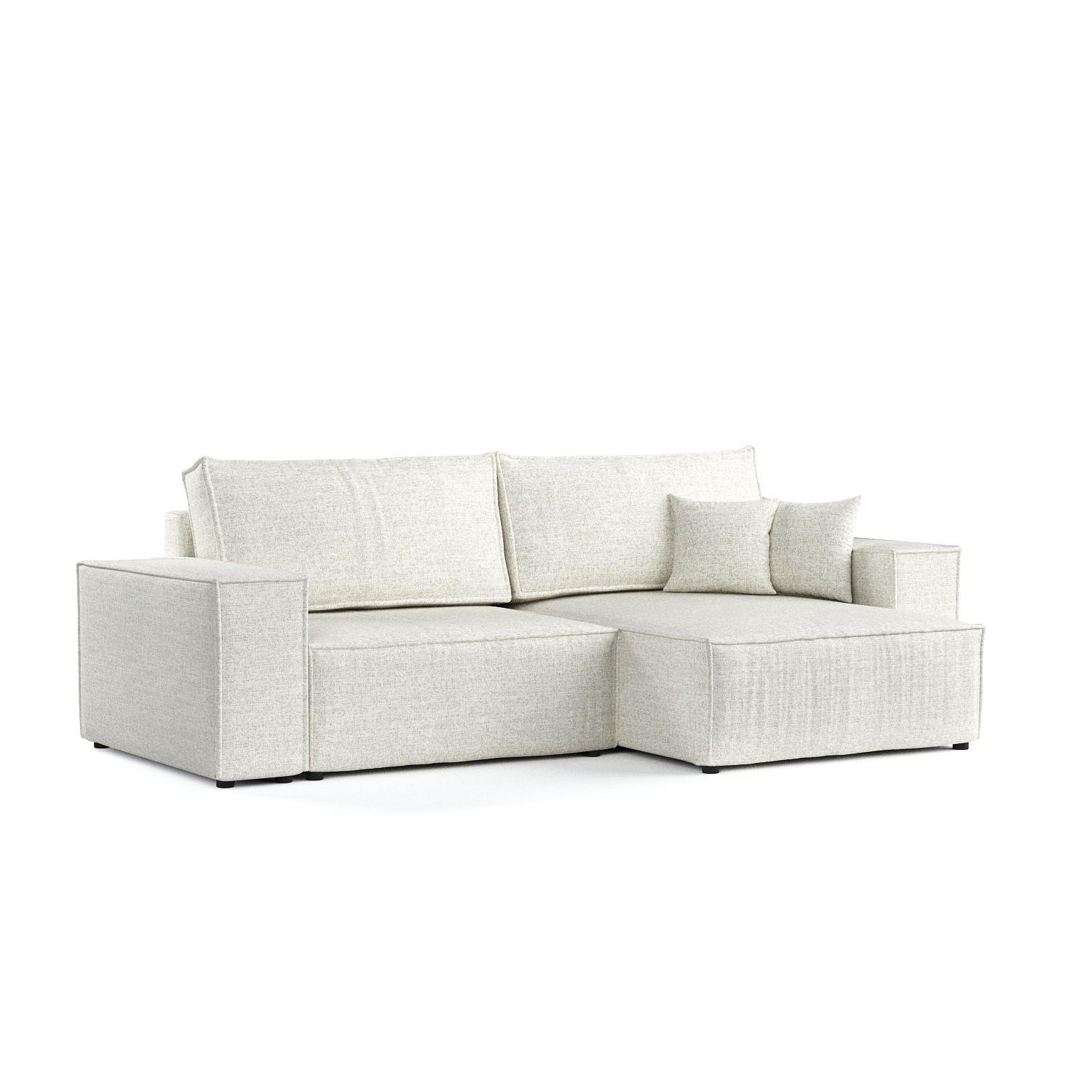 ECKSOFA CAVO mit Schlaffunktion Hellbeige im City Stoff - Beige/Schwarz, Holz/Holzwerkstoff (255/148cm) - AltaBeds