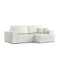 ECKSOFA CAVO mit Schlaffunktion Hellbeige im City Stoff - Beige/Schwarz, Holz/Holzwerkstoff (255/148cm) - AltaBeds