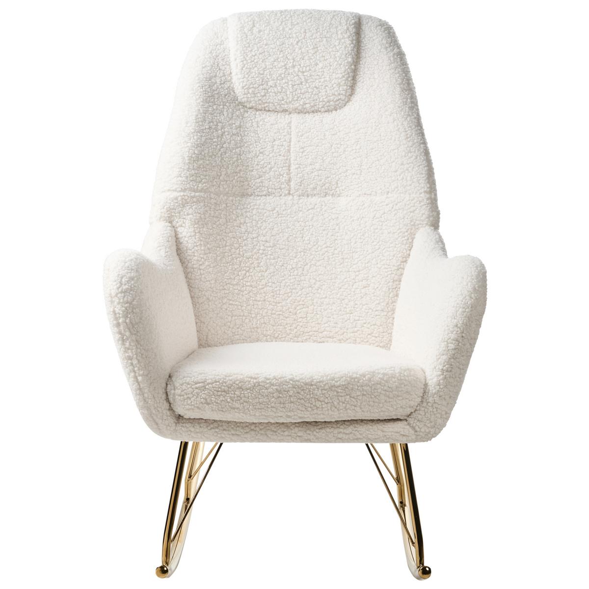 SCHAUKELSESSEL Cremeweiß Gulsele - Goldfarben/Weiß, Textil (70/105/95cm) - Beliani