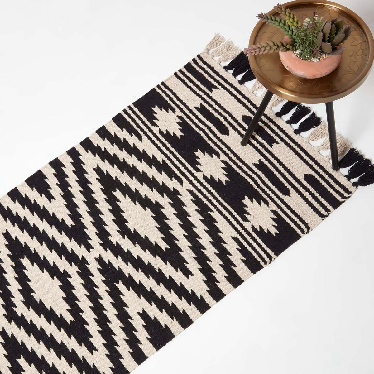 KELIM-TEPPICHLÄUFER Dinan 66/200 cm - Schwarz, Textil (66/200cm) - Homescapes