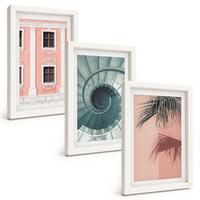 BILDER SET 3er Set - 20x30 cm Weißer Rahmen - Pastellfarbene Spiralarchitektur - Weiß, Kunststoff (20/30cm) - TULUP