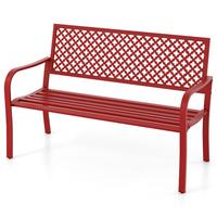 GARTENBANK Rot - Rot, Metall (127/86/62cm) - COSTWAY