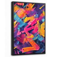 LEINWAND Bilder mit Rahmen - Abstrakt - Formen - Farbenfroh - 20x30 - Magenta, Textil (20/30cm) - MuchoWow