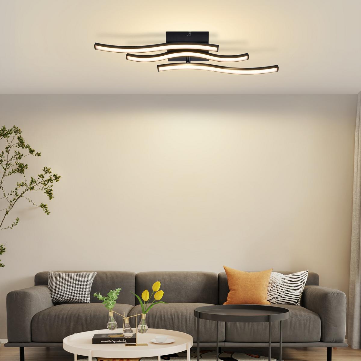 LED DECKENLEUCHTE Asteria 51.5/12/7.5 cm - Schwarz, Kunststoff (51.5/12/7.5cm) - ZMH
