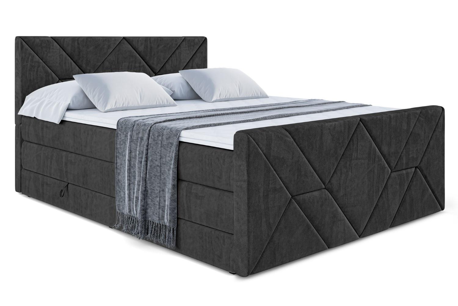 BOXSPRINGBETT BARWA-Z KING - 160x200 - H3/H4 - Schwarz - Schwarz, Holzwerkstoff (160/200cm) - ALTDECOR