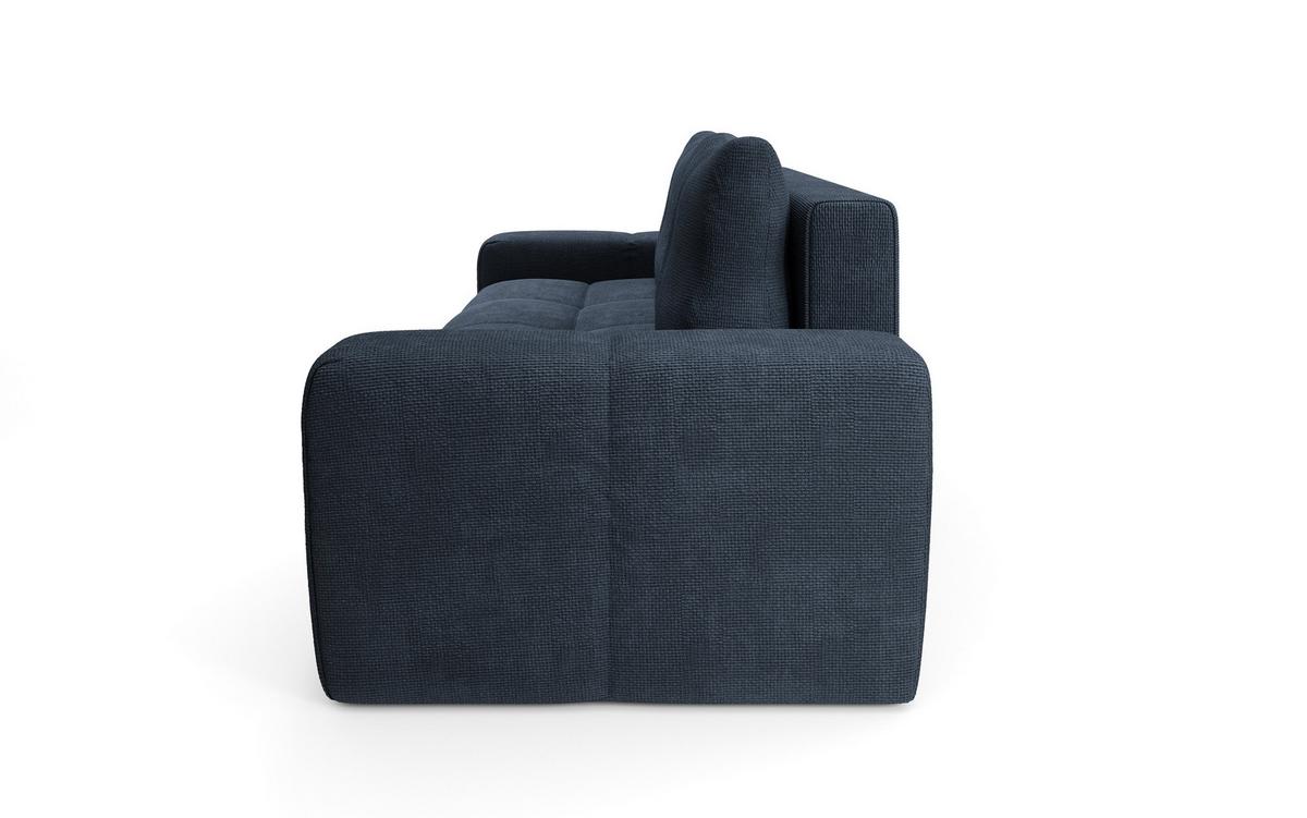 BETTSOFA DUCA Blau Jersey- Stoff mit Schlaffunktion - Blau, Holz (259/90/99cm) - MASSENO