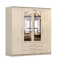 DREHTÜRENSCHRANK 200/207/57/61 cm Szantal 4D Sonoma/Sonoma - Alufarben/Sonoma Eiche, Glas/Holzwerkstoff (200/210/59cm) - imoebel24
