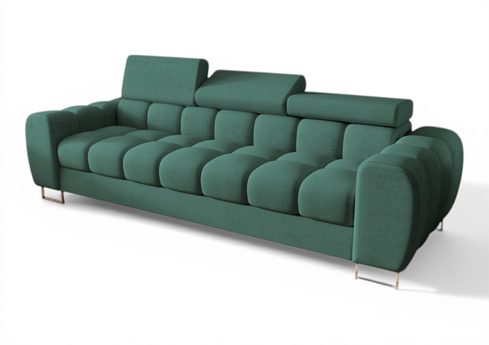 SOFA 3-sitzer Bastien In Stoff Moly - Grün, Holzwerkstoff/Textil (265/95/97cm) - Fun Möbel