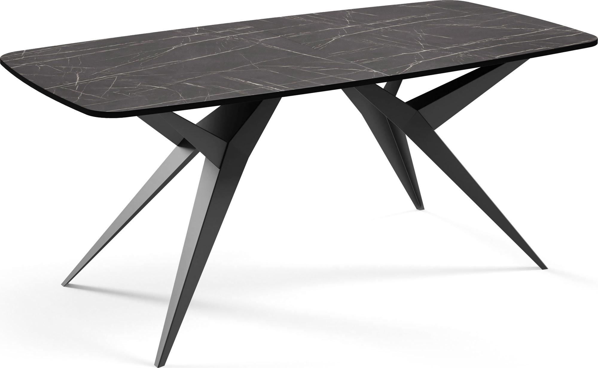 ESSTISCH Trax ausziehbar rechteckig oval, Marmor Schwarz 160-240/90/76 - Anthrazit/Schwarz, Holzwerkstoff/Metall (90/236/76cm) - WFL GROUP