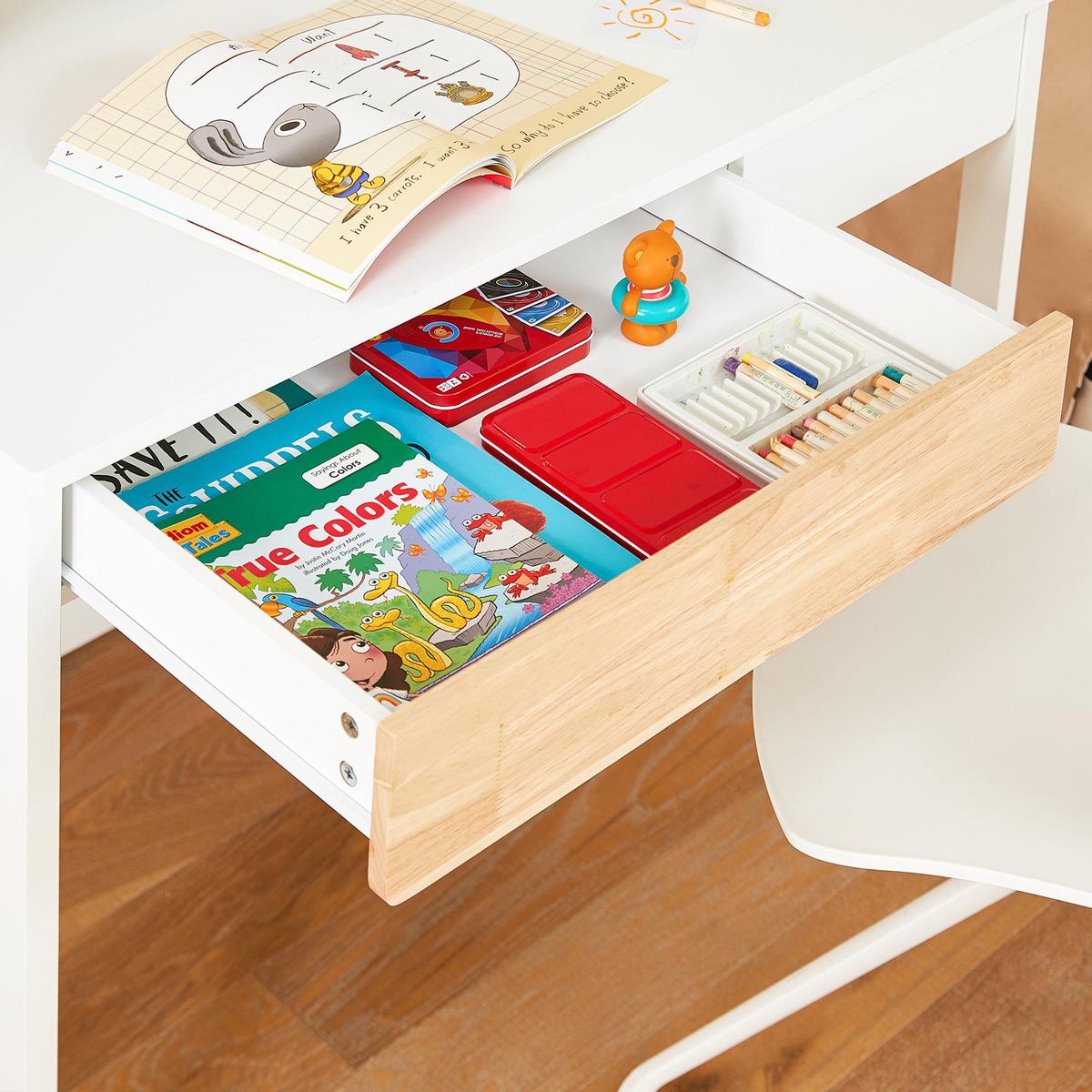 SCHREIBTISCH Weiß-Natur - Weiß/Naturfarben, Holzwerkstoff (59/100/95cm) - SoBuy