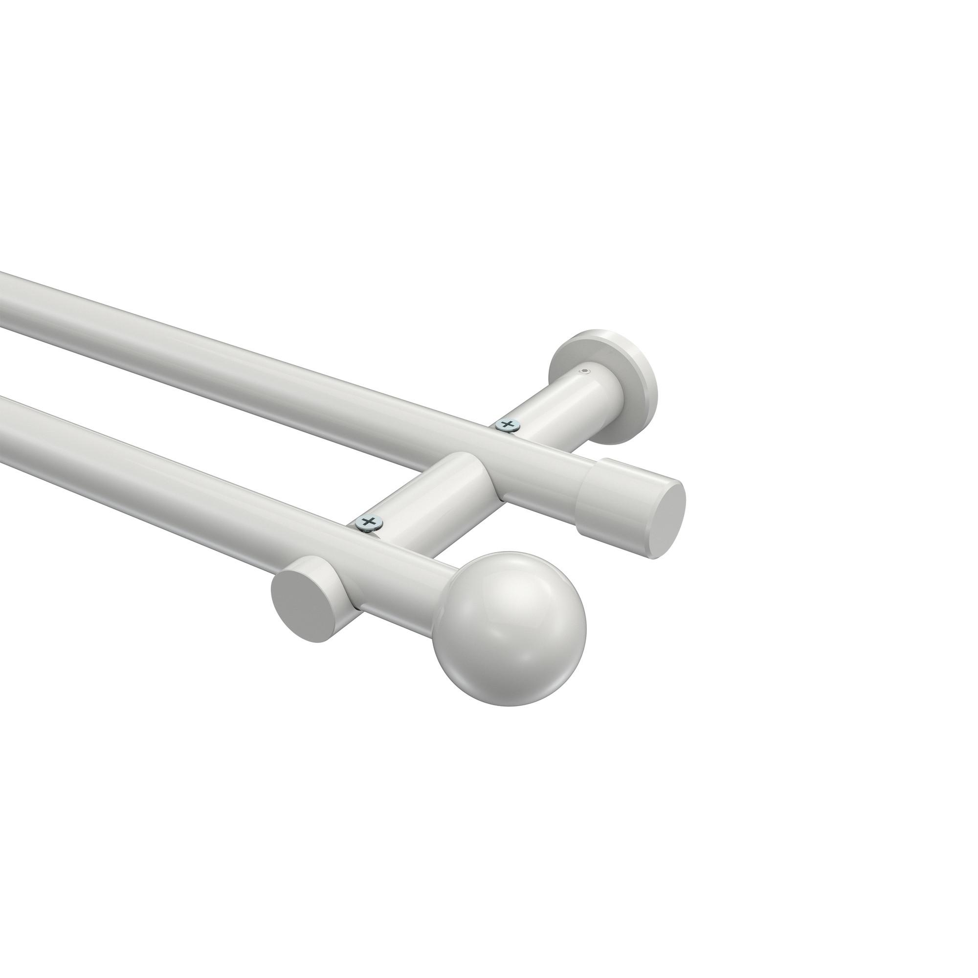GARDINENSTANGE Platon Luino 260 cm (geteilt in 2 x 130 cm), 2-läufig (ohne Ringe), 20 mm Ø Weiß - Weiß, Metall (260cm) - INTERDECO