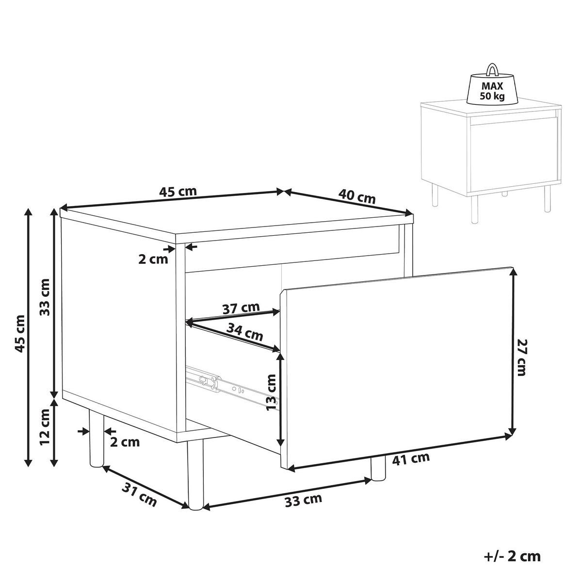 NACHTTISCH mit 1 Schublade Dunkelbraun Nikea - Dunkelbraun, Holzwerkstoff (40/45/45cm) - Beliani