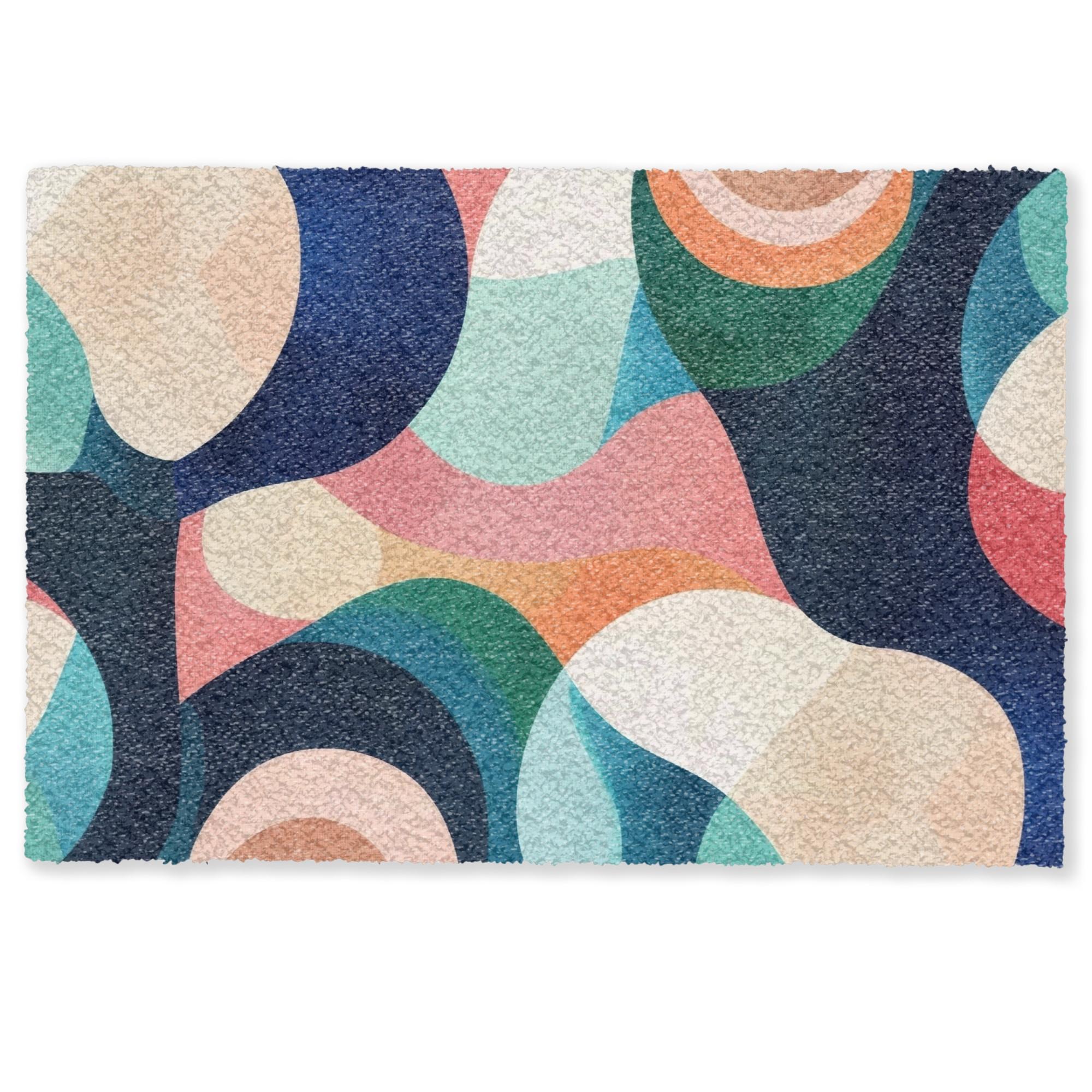 FUSSMATTE Abstrakt - Blau - Rosa Fußabtreter 90x60 cm - Multicolor, Kunststoff (90/0.4cm) - MuchoWow