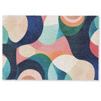FUSSMATTE Abstrakt - Blau - Rosa Fußabtreter 90x60 cm - Multicolor, Kunststoff (90/0.4cm) - MuchoWow