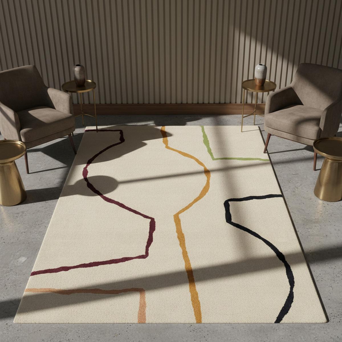 WOLLTEPPICH ELAN-Omont, geometrisch-abstrakt, Beige, 200 x 290 cm - Beige, Textil (200/290cm) - KADIMA DESIGN
