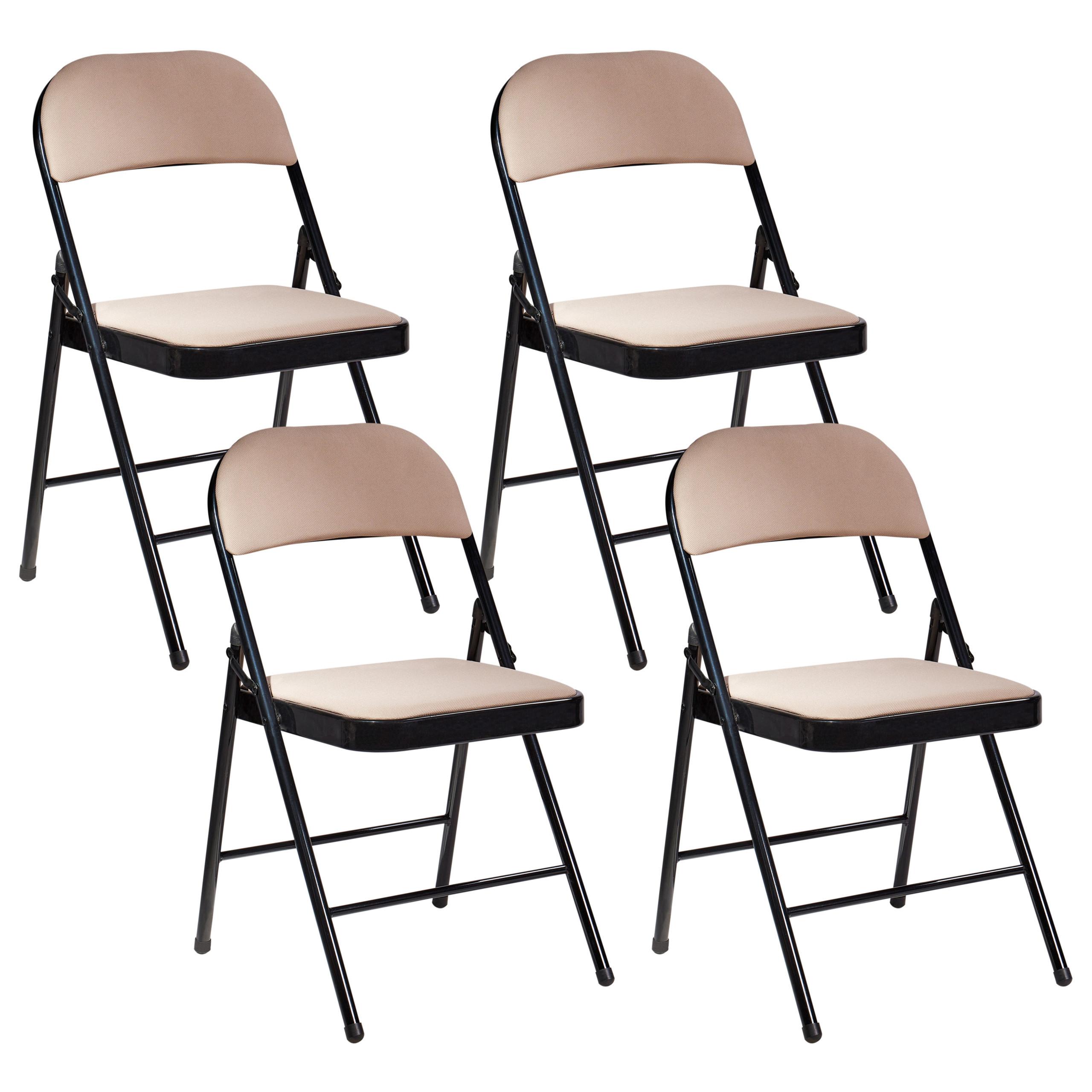 KLAPPSTUHL 4er-Set Metall Beige/Schwarz Sparks - Beige, Metall (45/77/47cm) - Beliani