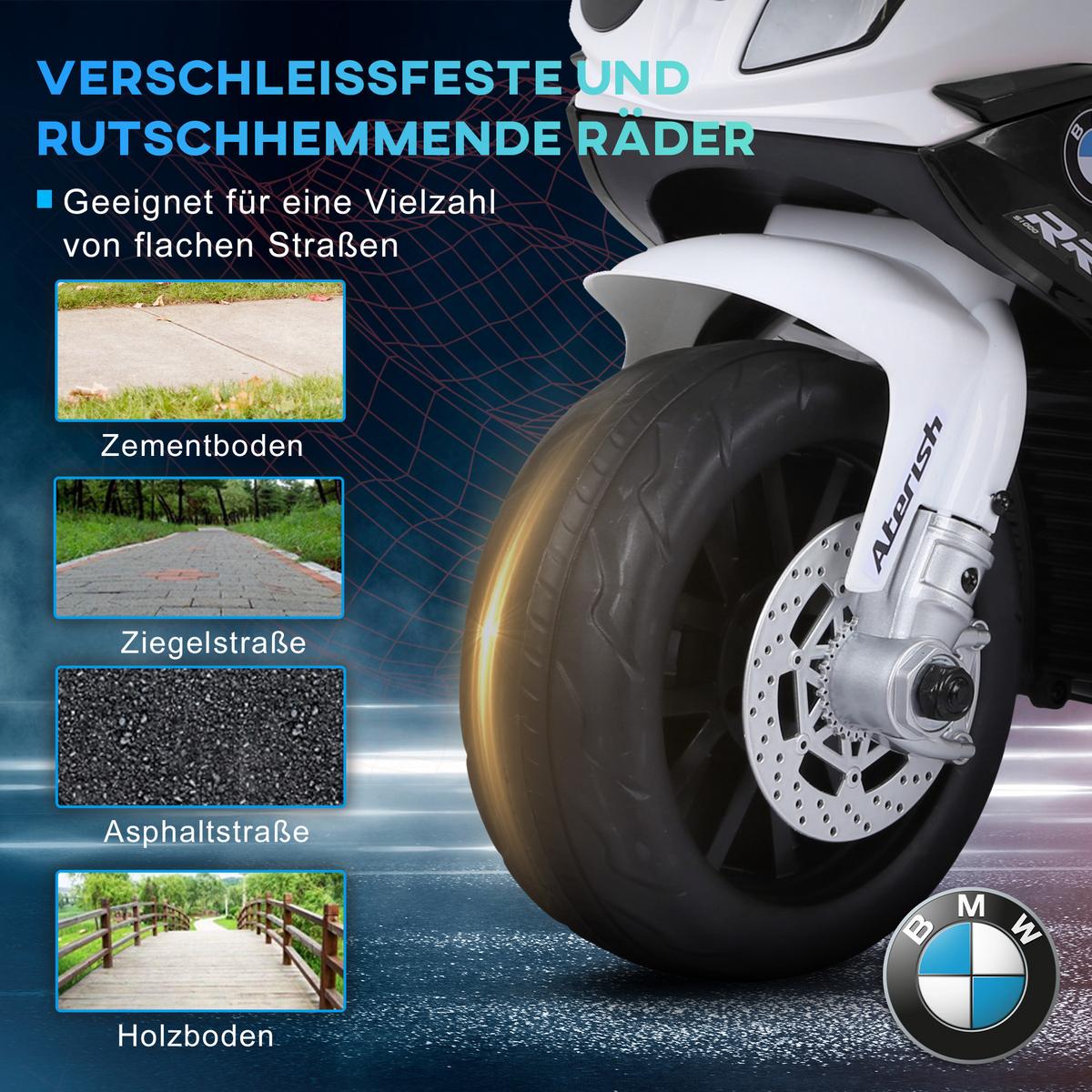 ELEKTRO Kindermotorrad Dreirad Kinderfahrzeug Lizenziert von BMW 18-36 Monate - Schwarz, Kunststoff (66/37/44cm) - HOMCOM