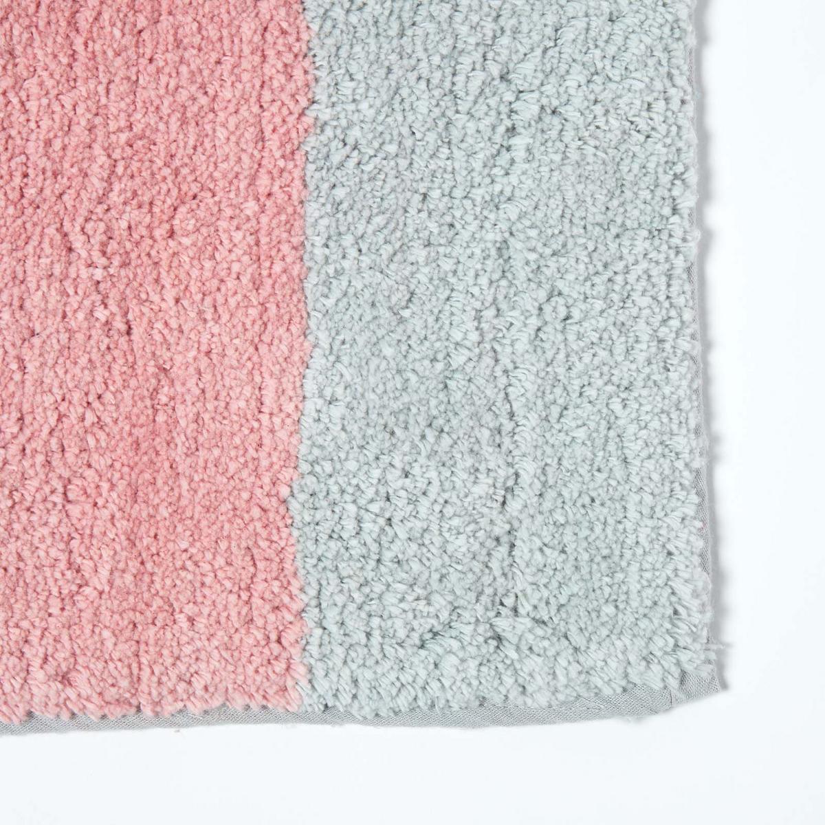 BADEMATTE 50/80 cm gestreift, Baumwolle - Pink, Textil (50/80cm) - Homescapes