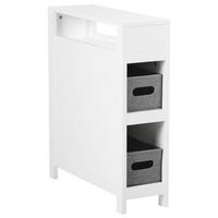 BADEZIMMERSCHRANK 20 cm Weiß Cachi - Dunkelgrau/Weiß, Holzwerkstoff (20/70/60cm) - Beliani