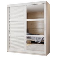SCHWEBETÜRENSCHRANK 200/150/62 2-türig - Silberfarben/Weiß, Holz/Kunststoff (150/200/62cm) - MÖBEL KRYSPOL
