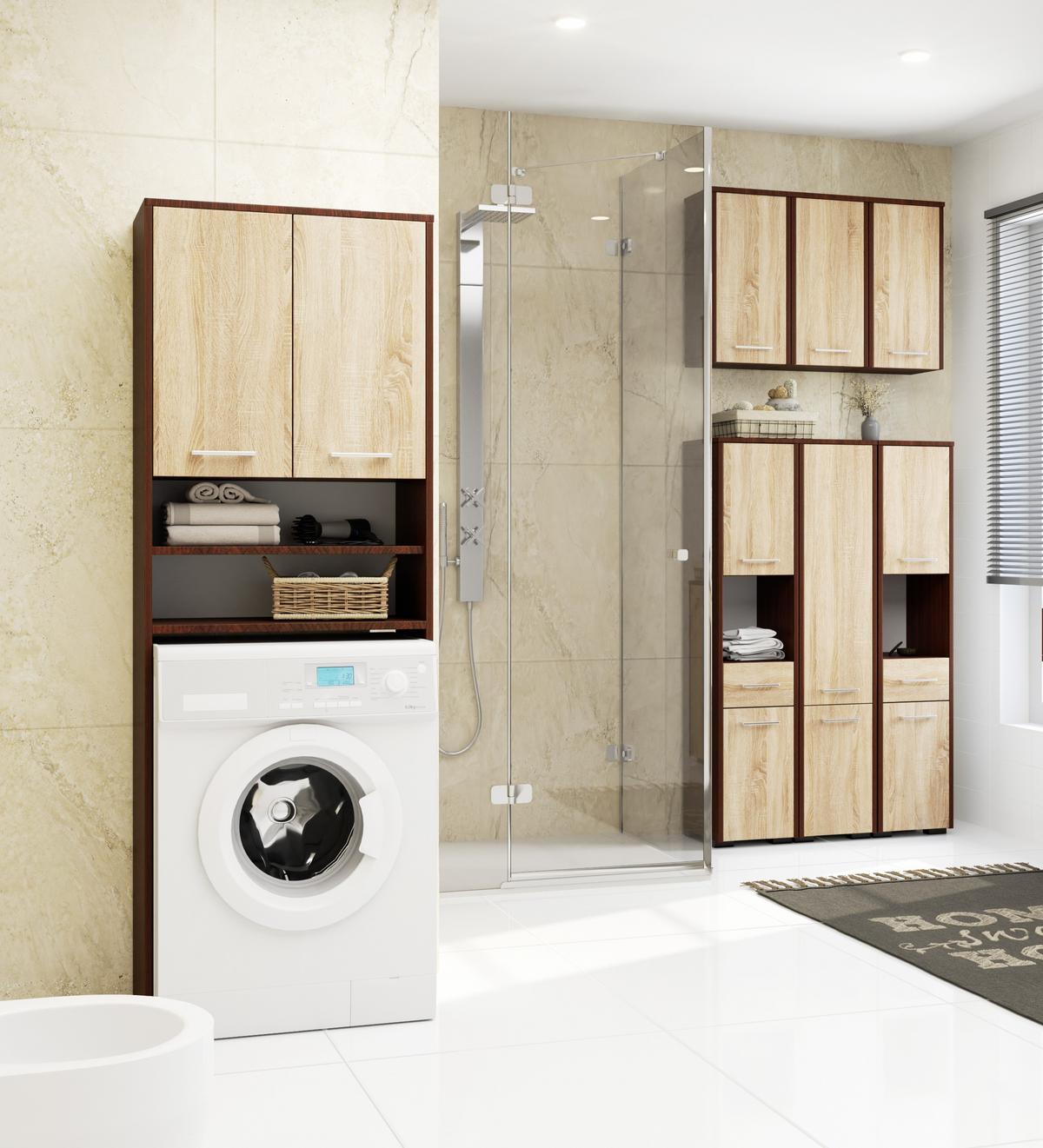 BADKOMMODE Dunkelbraun, Eiche Sonoma 60/60/22,5 - Wengefarben/Sonoma Eiche, Holzwerkstoff (60/60/23cm) - RAUMHIRSCH FURNITURE
