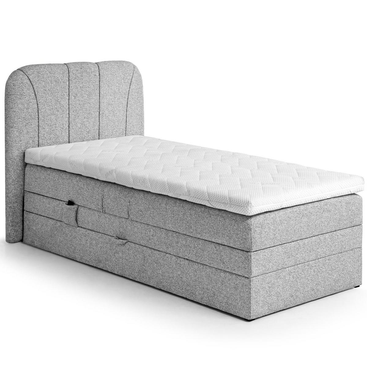 BOXSPRINGBETT Romeo, Einzelbett mit elektrischer Matratzenverstellung, 90x200 cm, Hellgrau - Hellgrau, Textil (90/200cm) - Beautysofa
