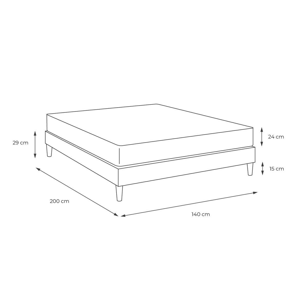 BETT Actilatex morpho Latex und Memory-Schaum 180 x 200 cm h1 - Kit Bettgestell Weiß - Mit Kissen und Bettdecke - Beige/Weiß, Karton/Holz (180/200cm) - ACTISOM