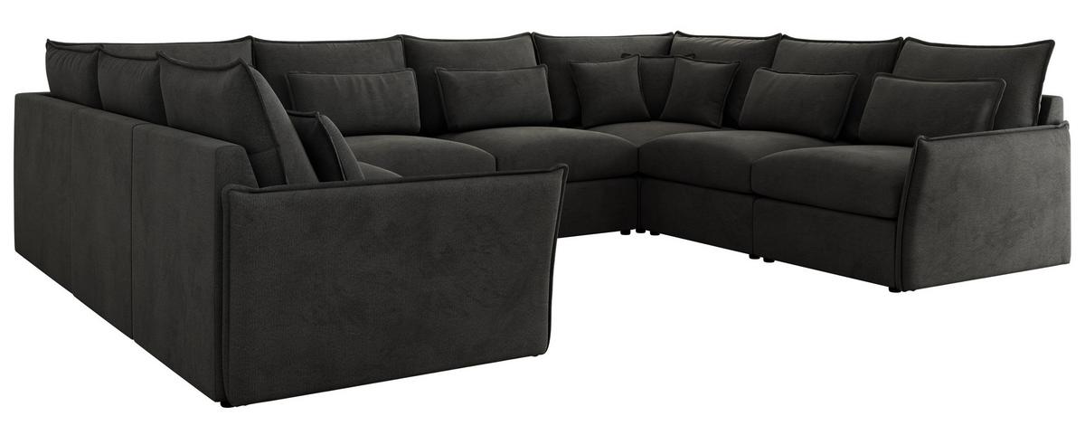 WOHNLANDSCHAFT VERSO U 8M Dunkelgrau Velvet - Dunkelgrau/Schwarz, Kunststoff/Textil (362/93/270cm) - MKS