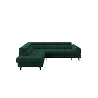 ECKSOFA mit Schlaffunktion Ottomane Links LUMA-L 272x203x70 Grün Velours - Schwarz/Grün, Holzwerkstoff/Kunststoff (272/203cm) - ALTDECOR
