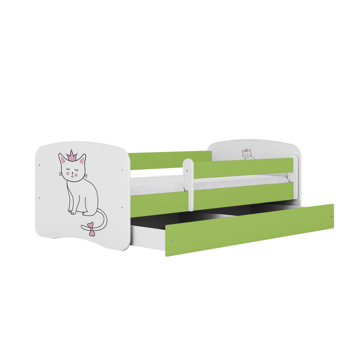 KINDERBETT Katze mit Schublade 140/70 80/61/144 - Grün, Holzwerkstoff (70/140cm) - RAUMHIRSCH FURNITURE
