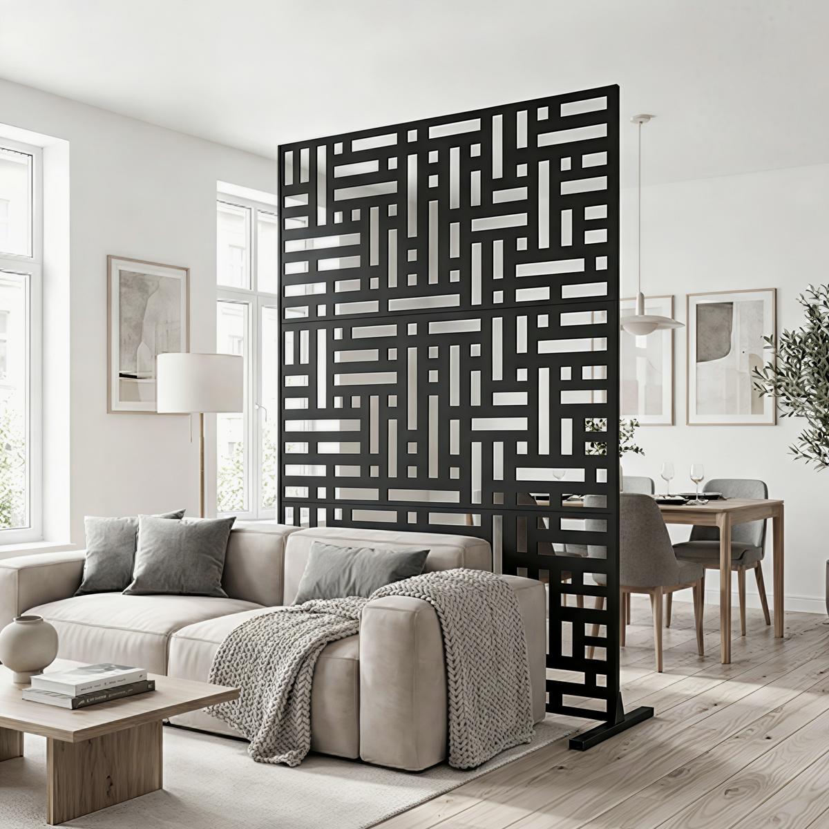 TRENNWAND Bernalda - Schwarz, Metall (120/180cm) - casa.pro