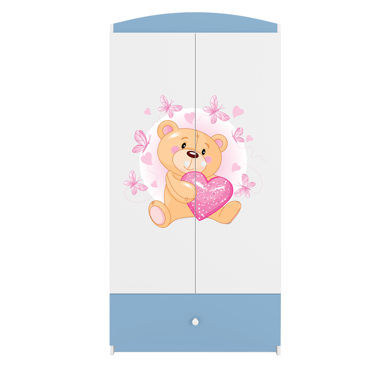 KINDERKLEIDERSCHRANK Teddybär I - Blau, Holzwerkstoff (90/175/52cm) - RAUMHIRSCH FURNITURE