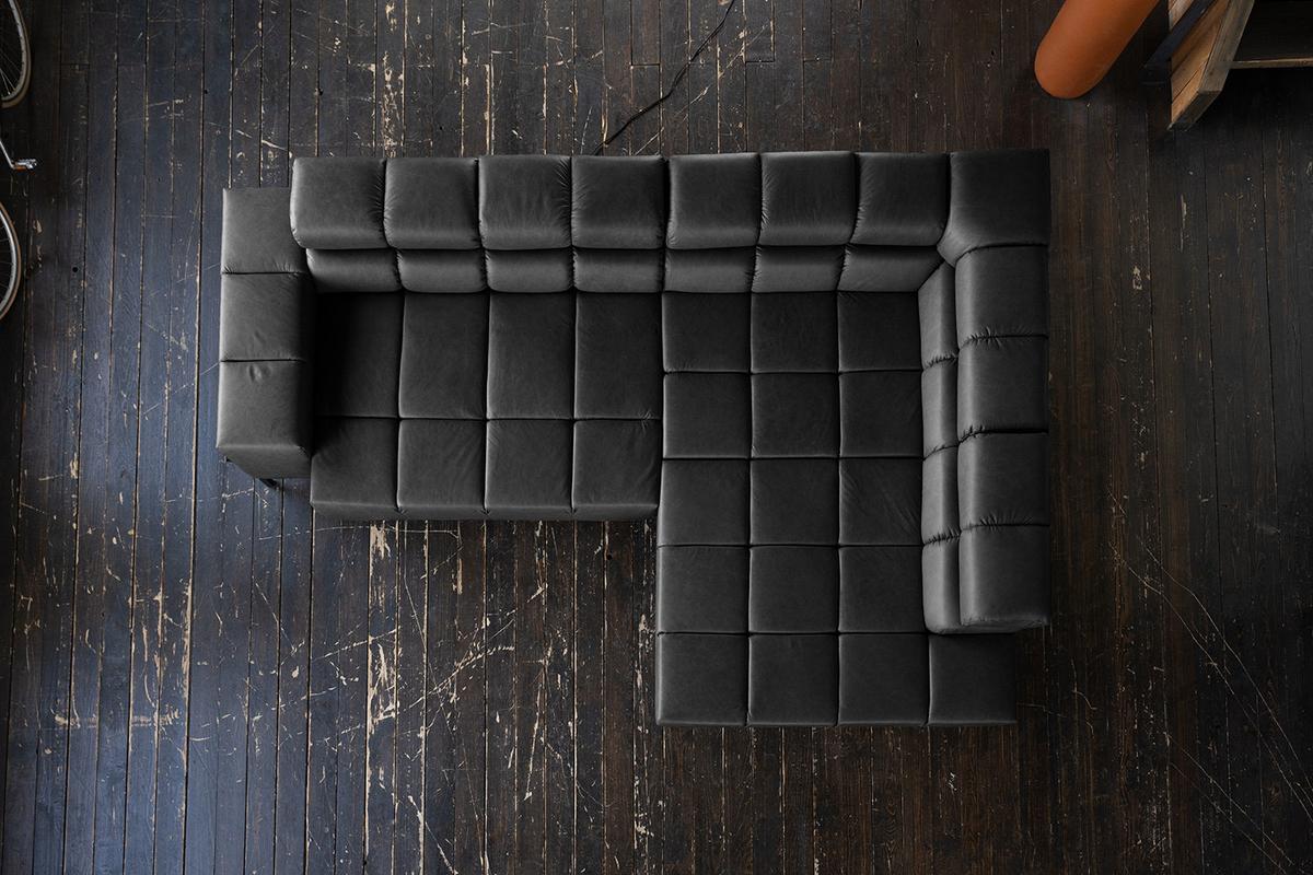 ECKSOFA NELSON Schwarz Leder Relaxfunktion - Schwarz, Leder/Metall (321/216cm) - KAWOLA