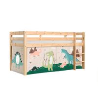 KINDERBETT Karolina 210x114x106 Massivholz Natur Textilset Dino - Mauve/Kieferfarben, Holz (90/200cm) - 58aufmkessel
