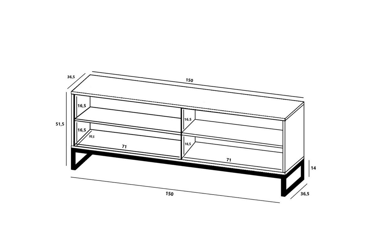 TV-SCHRANK Elpis Marineblau Matt mit Metallrahmen 150 cm - Blau/Kupferfarben, Holzwerkstoff/Metall (150/51.5/36.5cm) - Meble Lindner