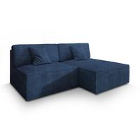 ECKSOFA FIORO P Blau Kordstoff mit Schlaffunktion - Blau/Grau, Holz/Kunststoff (204/148cm) - MASSENO