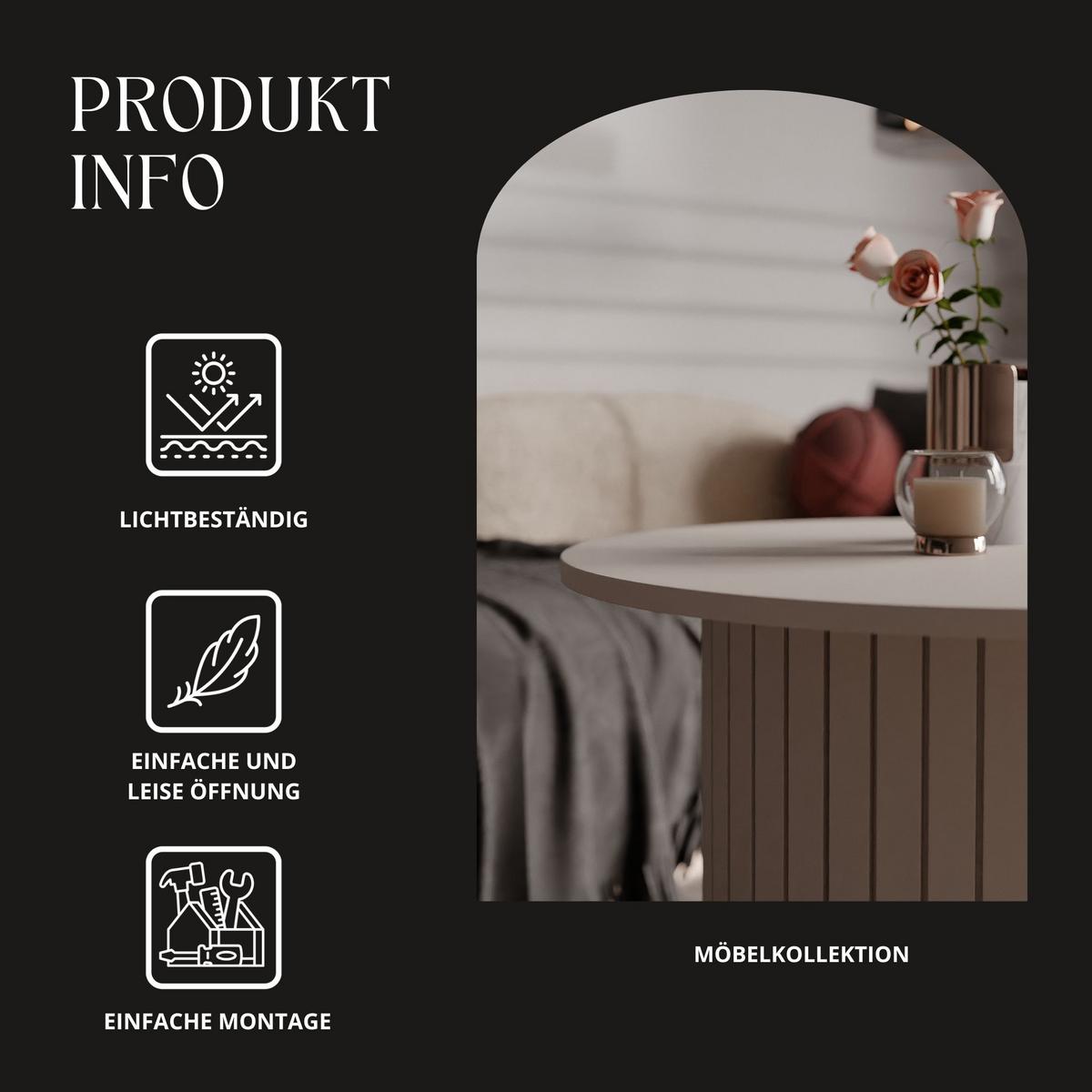 COUCHTISCH geriffelt, rund, Kaschmir - Kaschmir, Holzwerkstoff (70/70/46cm) - Idohome