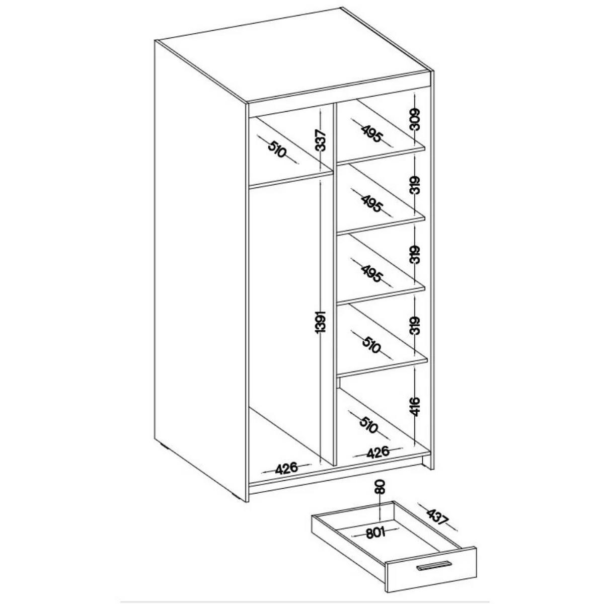 DREHTÜRENSCHRANK Elena mit 2 Türen, ohne Spiegel, Eiche Geölt - Eichefarben, Holzwerkstoff (90/190/53cm) - Beautysofa