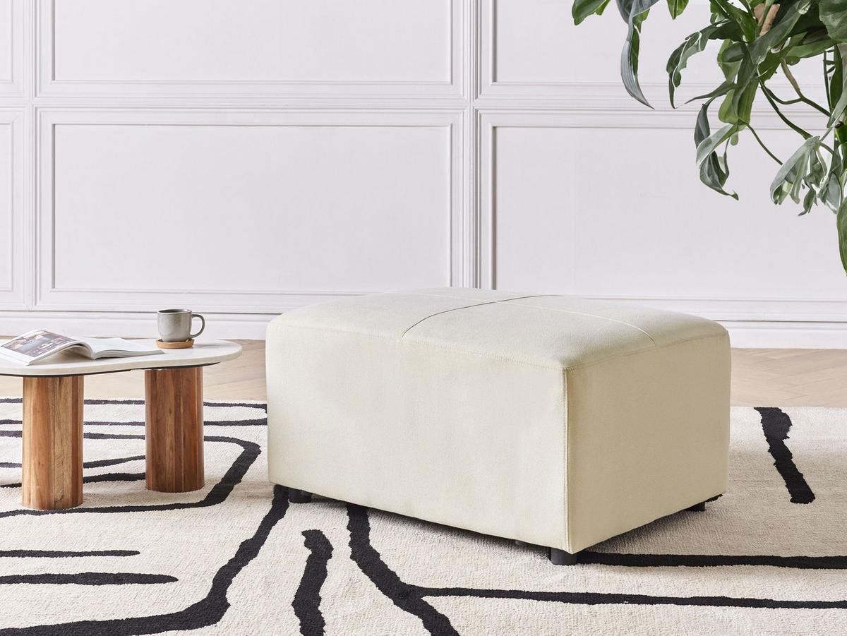OTTOMANE Hellbeige Kohlo - Beige/Schwarz, Textil (95/48/70cm) - Beliani