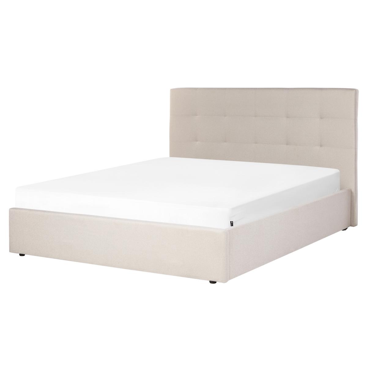 BETT mit Stauraum 160/200 cm Stoff Beige Lorient - Beige, Textil (160/200cm) - Beliani