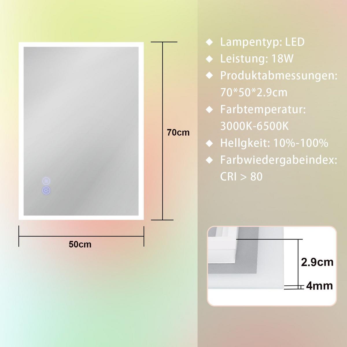 BADSPIEGEL Xylvin 50/2.9/70 cm - Weiß, Glas (2.9/70/50cm) - ZMH